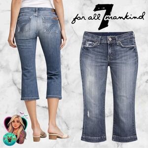 7 For All Mankind Dojo Cropped Jeans Womens 27 Medium Wash Low Rise Carpi 29x21